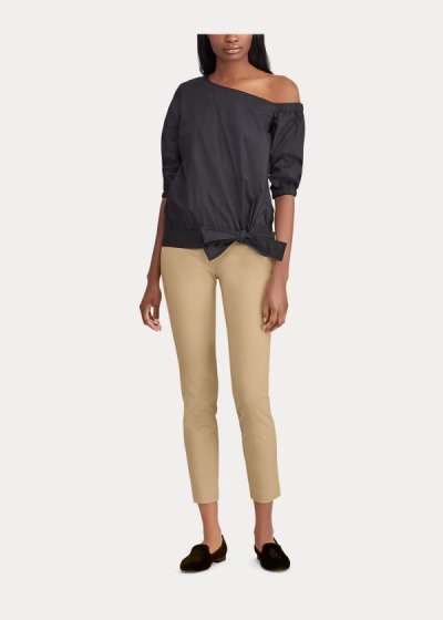 Pantalones Ralph Lauren Mujer Marrom - Stretch Twill Skinny - SQCUW1076